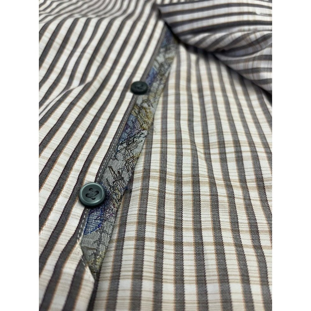 Robert Graham Shirt Men's Large Striped Button Up Classic Fit Flip Cuff 3D - Picture 11 of 11